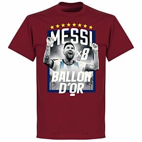 Messi x8 Ballon D'Or 2023 T-shirt - Maroon