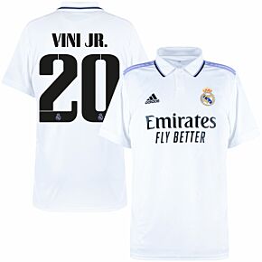 22-23 Real Madrid Home Shirt + Vini Jr 20 (Official Cup Printing)