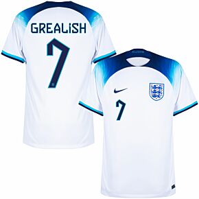 22-23 England Home Shirt + Grealish 7 (Official Printing)