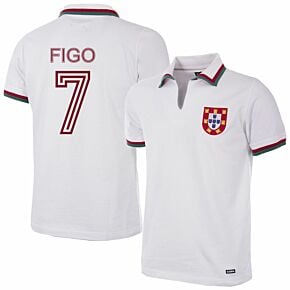 1972 Portugal Away Retro Shirt + Figo 7 (Retro Flock Printing)