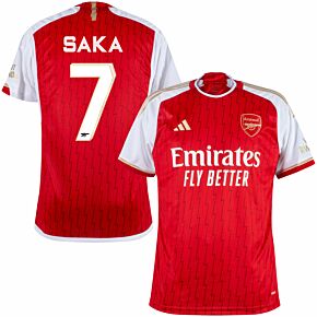 23-24 Arsenal Home Shirt + Saka 7 (Cup Style Printing)