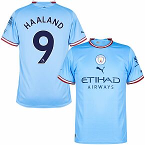 22-23 Man City Home Shirt + Haaland 9 (Premier League)