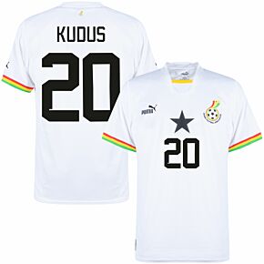 22-23 Ghana Home Shirt + Kudus 20 (Official Printing)