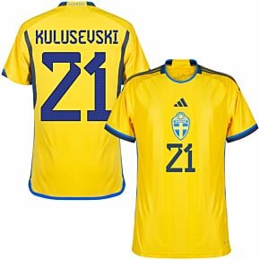 22-23 Sweden Home Shirt + Kulusevski 21 (Official Printing)