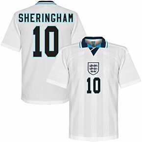996 England Euro 96 Home Retro Shirt + Sheringham 10 (Retro Flex Printing)