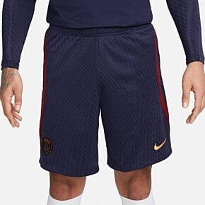23-24 PSG Dri-Fit Strike Shorts - Blackened Blue/Team Red/Gold Suede