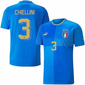 22-23 Italy Home Shirt + Chiellini 3 (Official Printing)