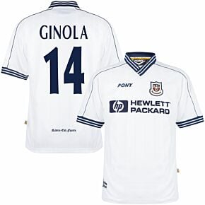 97-98 Tottenham Home Retro Shirt + Ginola 14 (Retro Printing)