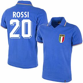 1982 Italy Home Shirt + Rossi 20 (Retro Flock Printing)