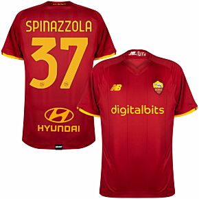 21-22 AS Roma Home Shirt + Spinazzola 37 (Official Printing)