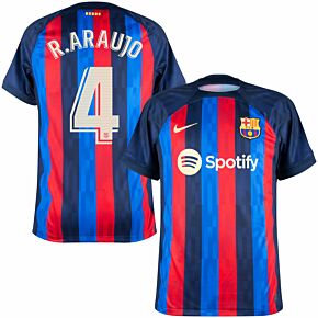 22-23 Barcelona Home Shirt + R.Araujo 4 (La Liga Printing)