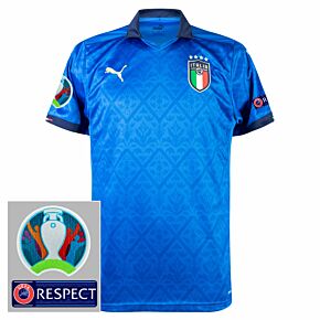 20-21 Italy Home Shirt + Euro 2020 & Respect Patches