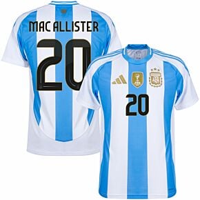 24-25 Argentina Home Shirt + Mac Allister 20 (Official Printing)