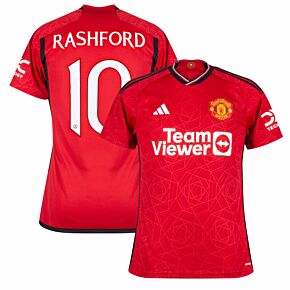 23-24 Man Utd Home Shirt + Rashford 10 (Official Cup Printing)