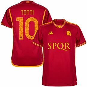 23-24 AS Roma Home Shirt incl. SPQR Sponsor + Totti 10 (Official Printing)