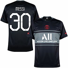 21-22 PSG 3rd Shirt + Messi 30 (Official Cup Printing)