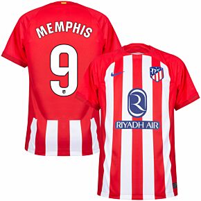 23-24 Atletico Madrid Home Shirt + Memphis 9 (La Liga)