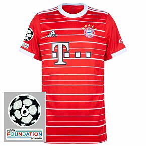 22-23 Bayern Munich Home Shirt + UCL 6 Times Starball & UEFA Foundation Patches