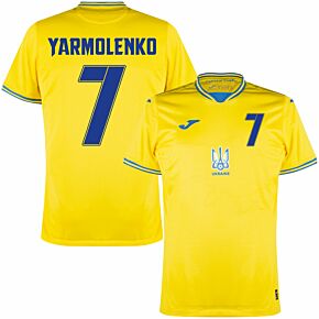 21-22 Ukraine Home Shirt + Yarmolenko 7 (Fan Style Printing)