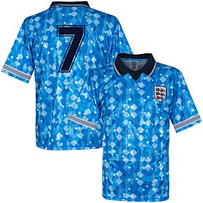1990 England 3rd No.7 Retro World Cup Finals Shirt (Retro Flock Printing)