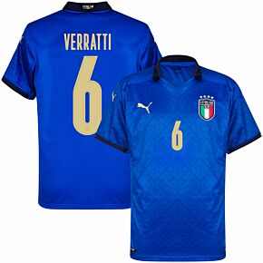 20-21 Italy Home Shirt + Verratti 6 (Official Printing)