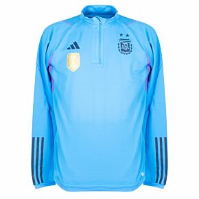 2022 Argentina 1/4 Zip L/S Training Top - Blue + FIFA World Cup 2022 Winners Patch