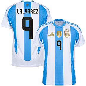 24-25 Argentina Home Shirt + J.Alvarez 9 (Official Printing)