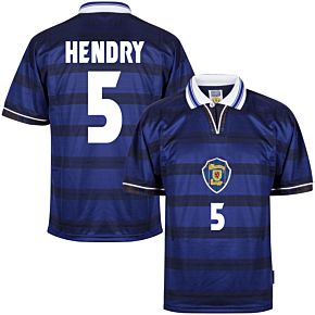 1998 Scotland Home World Cup Finals Retro shirt + Hendry 5 (Retro Flock Printing)