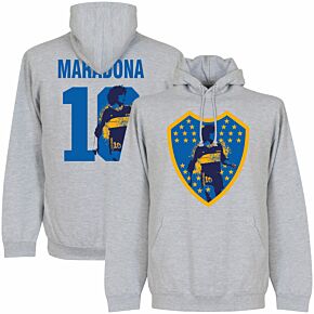 Maradona 10 Boca Crest Hoodie - Grey