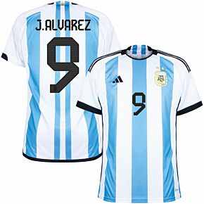 22-23 Argentina Home Shirt + J.Alvarez 9 (Official Printing)