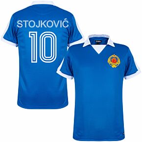 1980 Yugoslavia Retro Shirt + Stojković 10 (Retro Flock Printing)