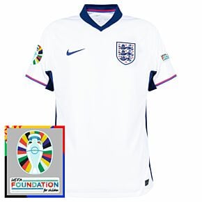 24-25 England Home Shirt incl. Euro 2024 & Foundation Tournament Patches