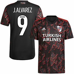 21-22 River Plate Away Shirt + J.Alvarez 9 (Fan Style Printing)
