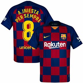 Nike Barcelona Home A.Iniesta Per Sempre 8 Jersey 2019-2020 (Fan Style Printing)