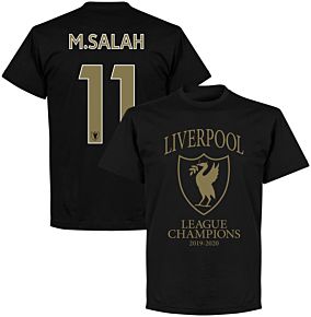 Liverpool 2020 League Champions Crest M. Salah 11 KIDS T-shirt - Black