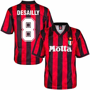 1994 AC Milan Home Retro Shirt + Desailly 8 (Retro Flock Printing)