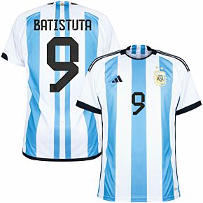 22-23 Argentina Home Shirt + Batistuta 9 (Official Printing)