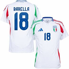24-25 Italy Away Shirt + Barella 18 (Official Printing)