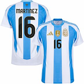 24-25 Argentina Home Shirt + Martinez 16 (Official Printing)