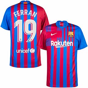 21-22 Barcelona Home Shirt + Ferran 19 (Official Printing)