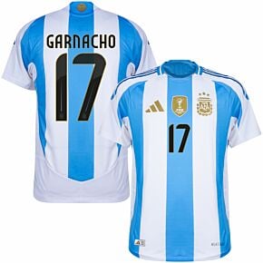 24-25 Argentina Home Authentic Shirt + Garnacho 17 (Official Printing)