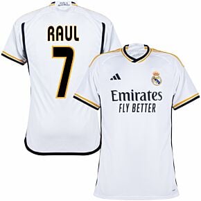 23-24 Real Madrid Home Shirt + Raul 7 (Legend Printing)