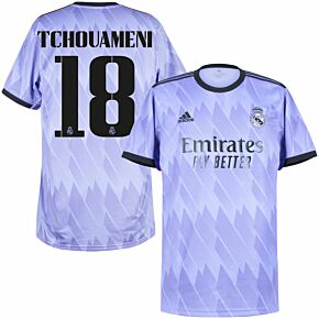 22-23 Real Madrid Away Shirt + Tchouameni 18 (Official Cup Printing)