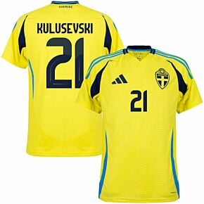 24-25 Sweden Home Shirt + Kulusevski 21 (Official Printing)