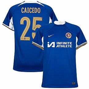 23-24 Chelsea Home Shirt + Caicedo 25 (Official Cup Printing)