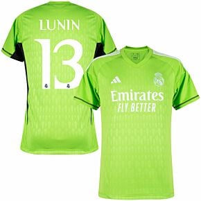 23-24 Real Madrid Home GK Shirt + Lunin 13 (Official Cup Printing)