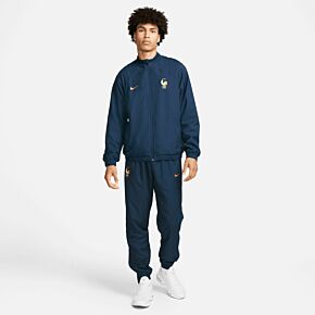 22-23 France Dri-Fit Strike Woven Tracksuit - Navy/Gold