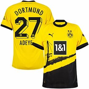 23-24 Borussia Dortmund Home Shirt + Adeyemi 27 (Official Printing)