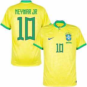 22-23 Brazil Home Shirt - Kids + Neymar Jr 10 (Fanstyle Printing)