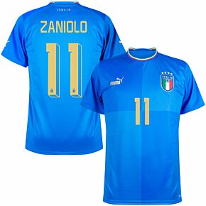 22-23 Italy Home Shirt + Zaniolo 11 (Official Printing)